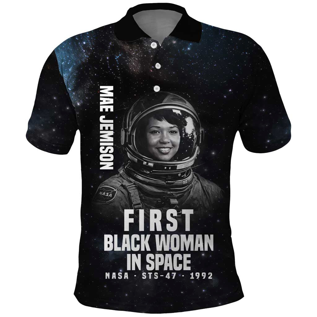 Mae Jemison Polo Shirt with NASA Spacesuit Portrait, First Black Woman - Wonder Print Shop
