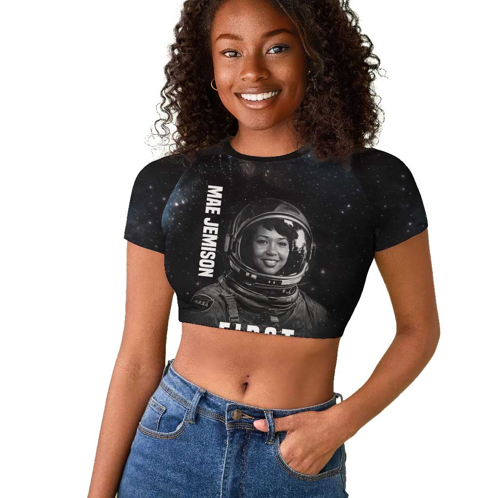 Mae Jemison Raglan Cropped T shirt with NASA Spacesuit Portrait, First Black Woman - Wonder Print Shop