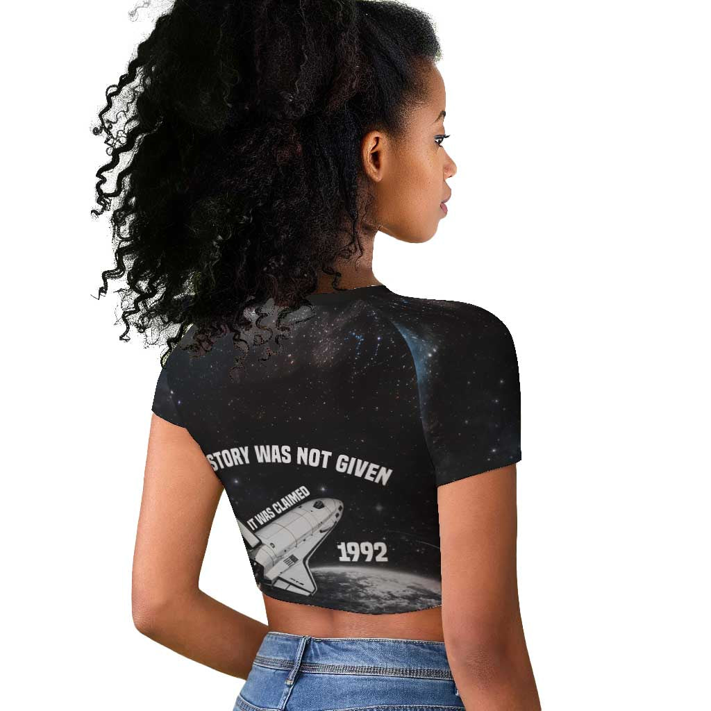 Mae Jemison Raglan Cropped T shirt with NASA Spacesuit Portrait, First Black Woman - Wonder Print Shop