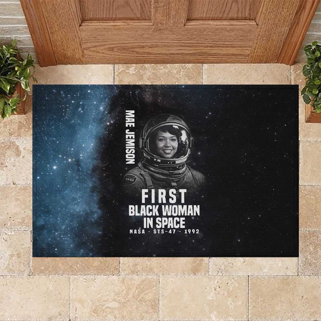 Mae Jemison Rubber Doormat with NASA Spacesuit Portrait, First Black Woman - Wonder Print Shop