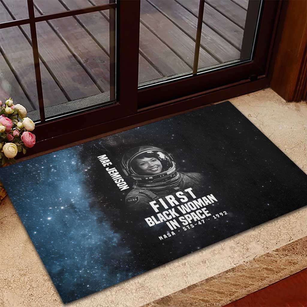 Mae Jemison Rubber Doormat with NASA Spacesuit Portrait, First Black Woman - Wonder Print Shop