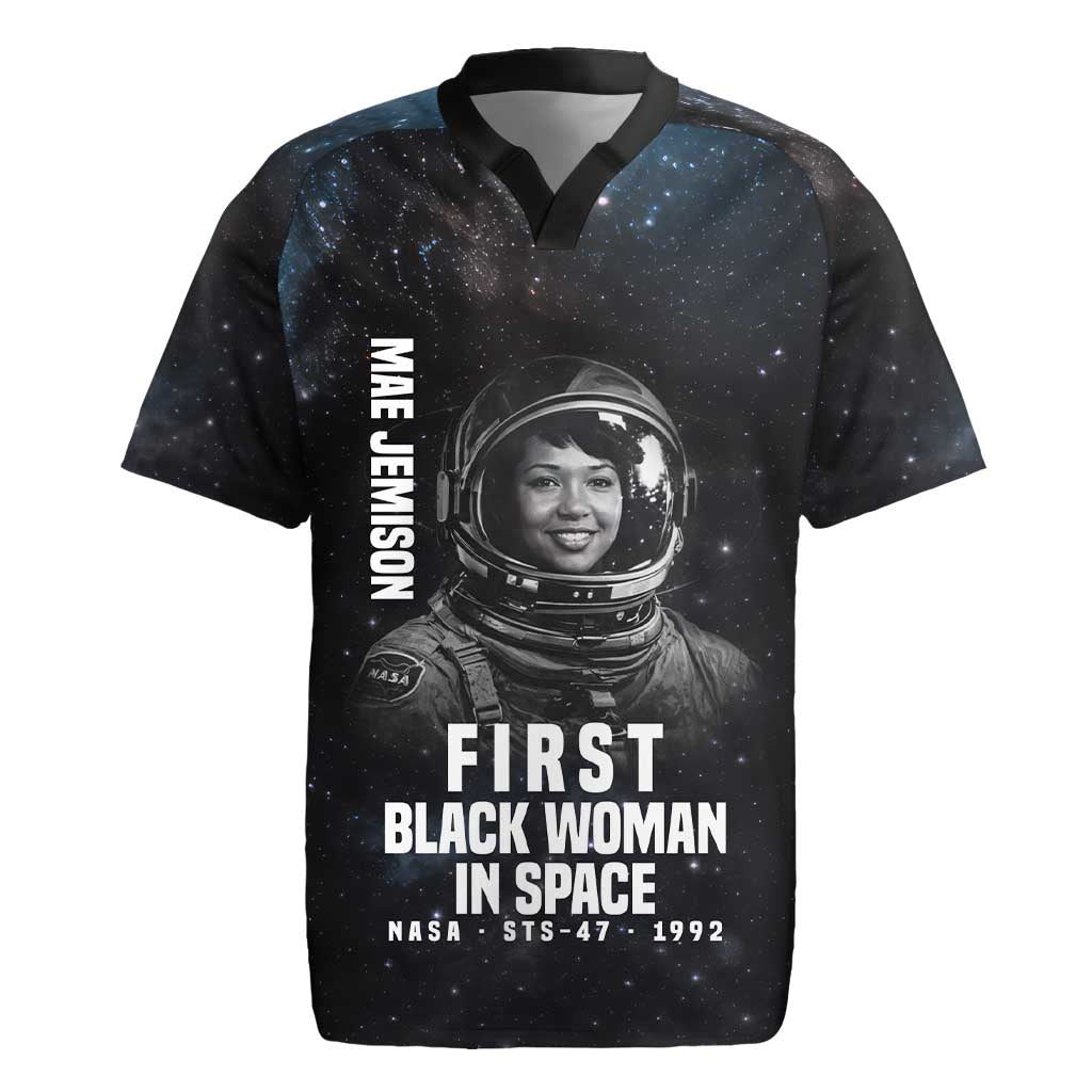 Mae Jemison Rugby Jersey with NASA Spacesuit Portrait, First Black Woman - Wonder Print Shop