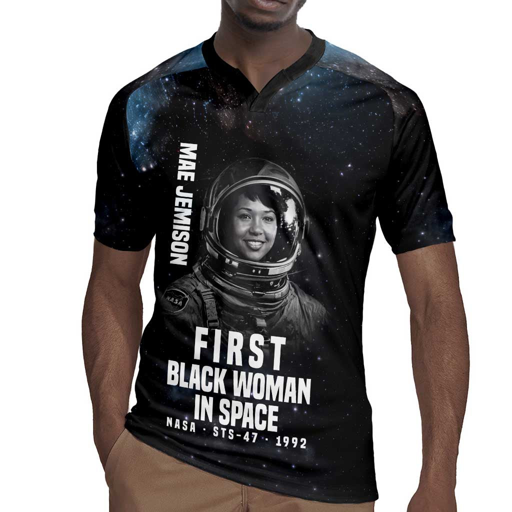Mae Jemison Rugby Jersey with NASA Spacesuit Portrait, First Black Woman - Wonder Print Shop