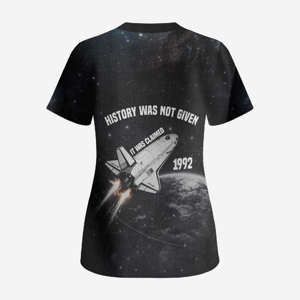 Mae Jemison Scrub Top with NASA Spacesuit Portrait, First Black Woman - Wonder Print Shop