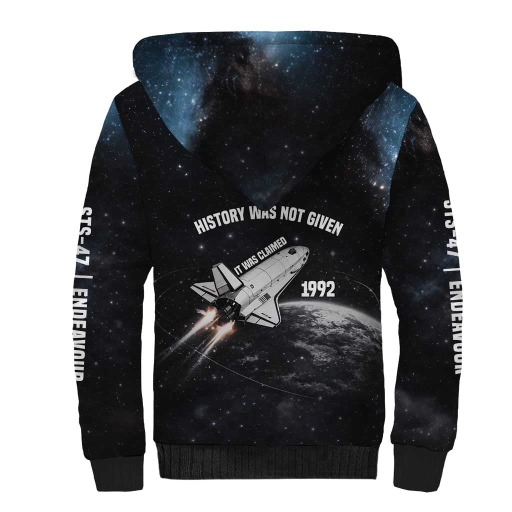 Mae Jemison Sherpa Hoodie with NASA Spacesuit Portrait, First Black Woman - Wonder Print Shop