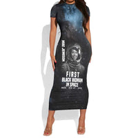 Mae Jemison Short Sleeve Bodycon Dress with NASA Spacesuit Portrait, First Black Woman - Wonder Print Shop