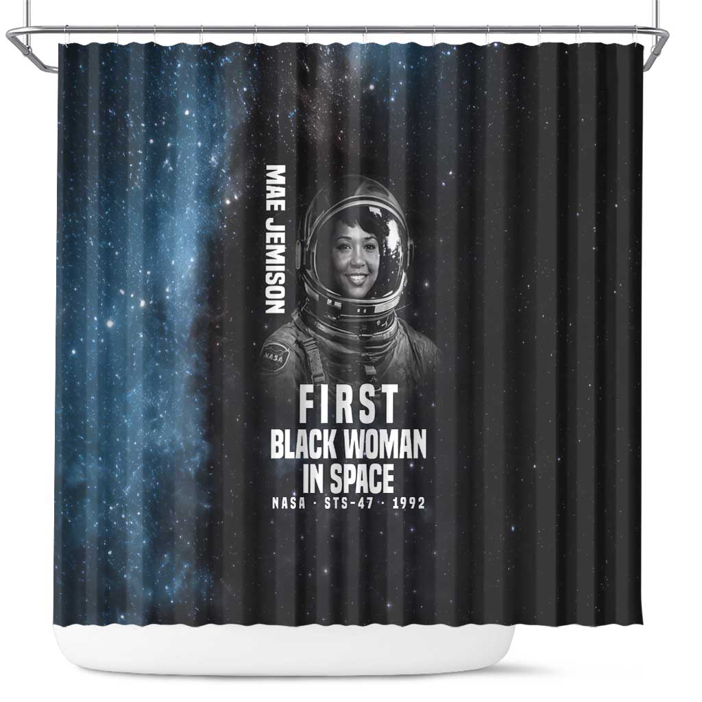 Mae Jemison Shower Curtain with NASA Spacesuit Portrait, First Black Woman - Wonder Print Shop