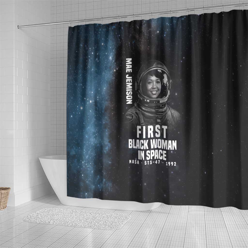 Mae Jemison Shower Curtain with NASA Spacesuit Portrait, First Black Woman - Wonder Print Shop