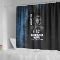 Mae Jemison Shower Curtain with NASA Spacesuit Portrait, First Black Woman - Wonder Print Shop