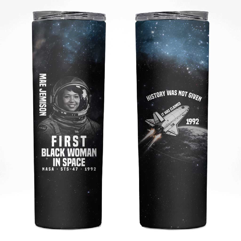 Mae Jemison Skinny Tumbler with NASA Spacesuit Portrait, First Black Woman - Wonder Print Shop