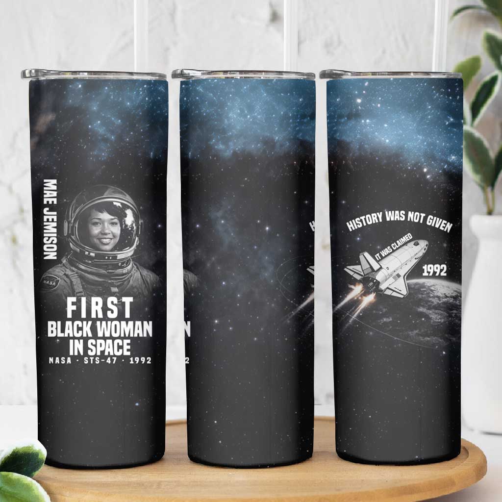 Mae Jemison Skinny Tumbler with NASA Spacesuit Portrait, First Black Woman - Wonder Print Shop