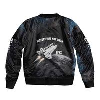 Mae Jemison Sleeve Zip Bomber Jacket with NASA Spacesuit Portrait, First Black Woman - Wonder Print Shop