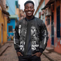 Mae Jemison Sleeve Zip Bomber Jacket with NASA Spacesuit Portrait, First Black Woman - Wonder Print Shop
