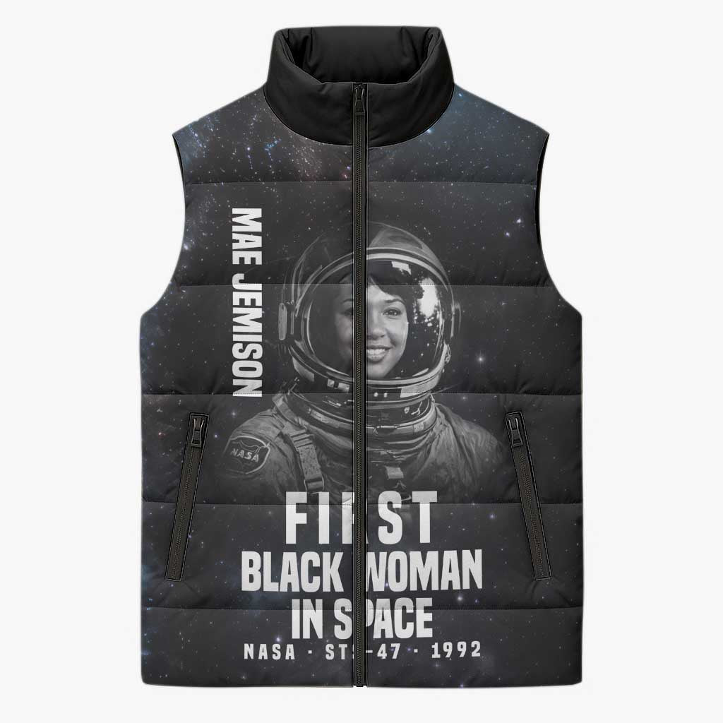Mae Jemison Sleeveless Puffer Jacket with NASA Spacesuit Portrait, First Black Woman - undefined