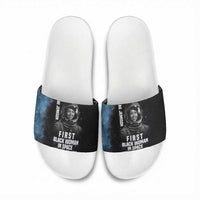 Mae Jemison Slide Sandals with NASA Spacesuit Portrait, First Black Woman - Wonder Print Shop