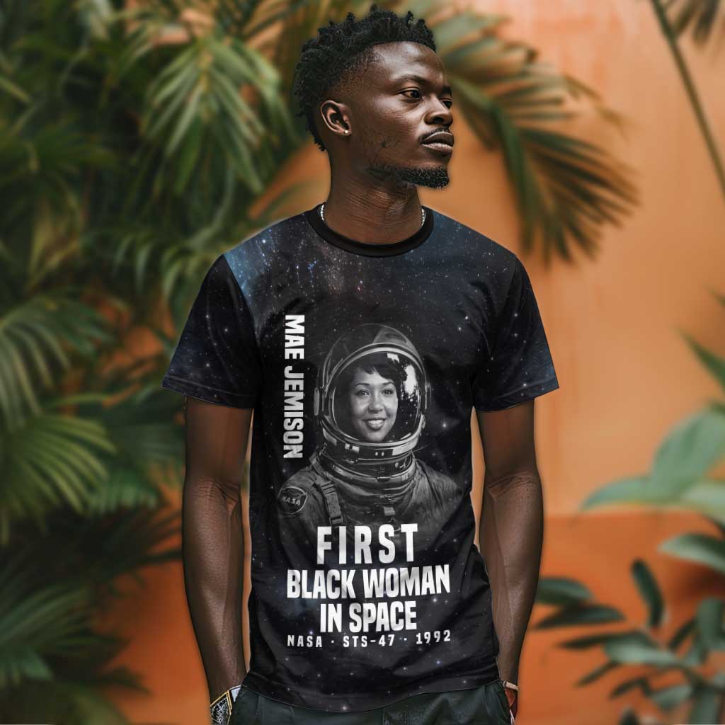 Mae Jemison T shirt with NASA Spacesuit Portrait, First Black Woman - Wonder Print Shop