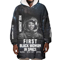 Mae Jemison Wearable Blanket Hoodie with NASA Spacesuit Portrait, First Black Woman - Wonder Print Shop