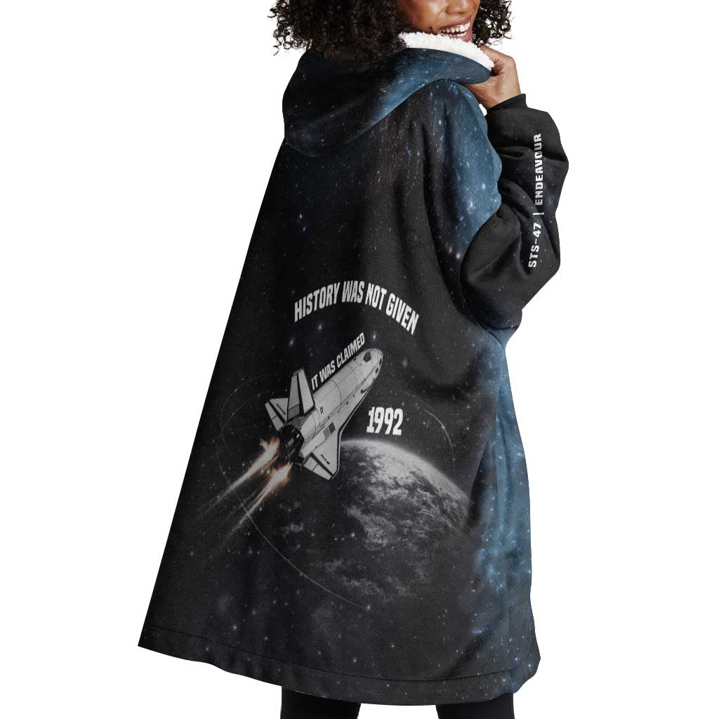 Mae Jemison Wearable Blanket Hoodie with NASA Spacesuit Portrait, First Black Woman - Wonder Print Shop