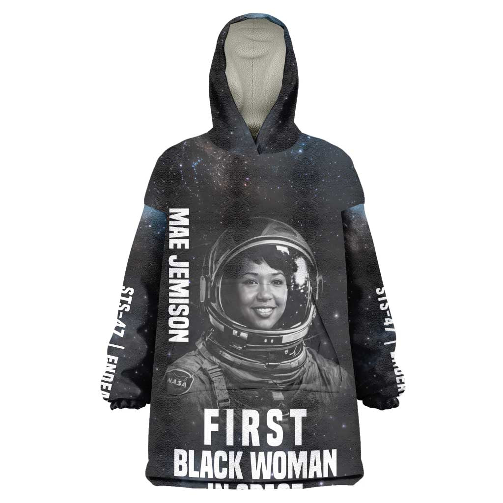 Mae Jemison Wearable Blanket Hoodie with NASA Spacesuit Portrait, First Black Woman - Wonder Print Shop