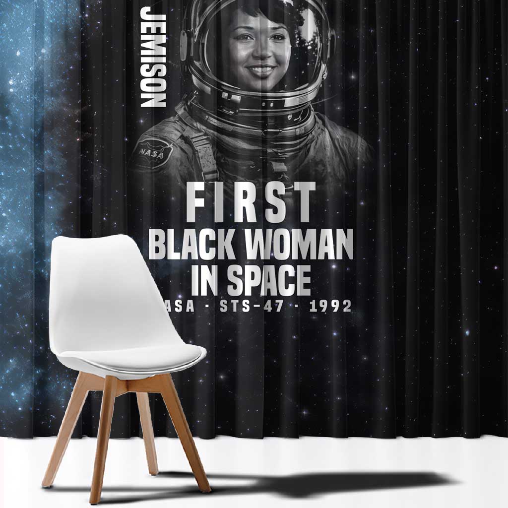 Mae Jemison Window Curtain with NASA Spacesuit Portrait, First Black Woman - Wonder Print Shop