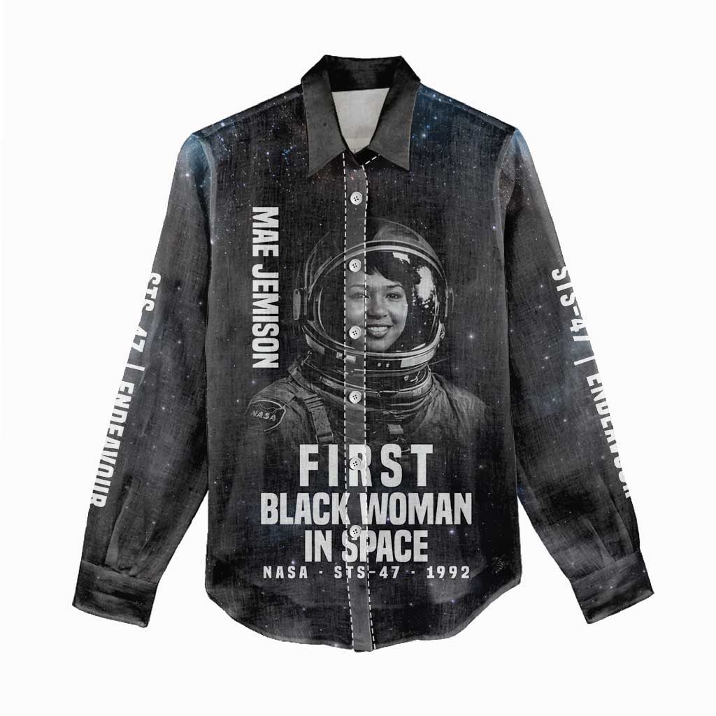 Mae Jemison Women Casual Shirt with NASA Spacesuit Portrait, First Black Woman - Wonder Print Shop