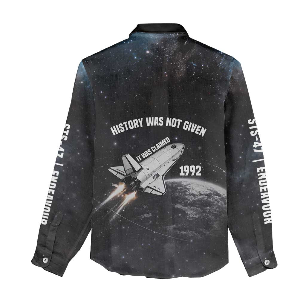 Mae Jemison Women Casual Shirt with NASA Spacesuit Portrait, First Black Woman - Wonder Print Shop