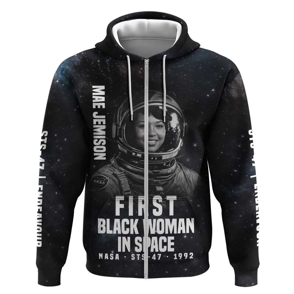 Mae Jemison Zip Hoodie with NASA Spacesuit Portrait, First Black Woman - Wonder Print Shop