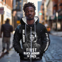 Mae Jemison Zip Hoodie with NASA Spacesuit Portrait, First Black Woman - Wonder Print Shop