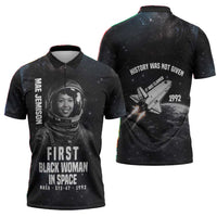 Mae Jemison Zipper Polo Shirt with NASA Spacesuit Portrait, First Black Woman - Wonder Print Shop