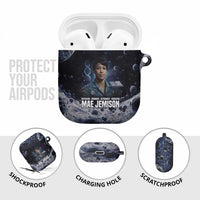 Mae Jemison AirPods Case with Space Portrait Design, Science Has No Boundaries Quote and DNA Book Elements - Wonder Print Shop
