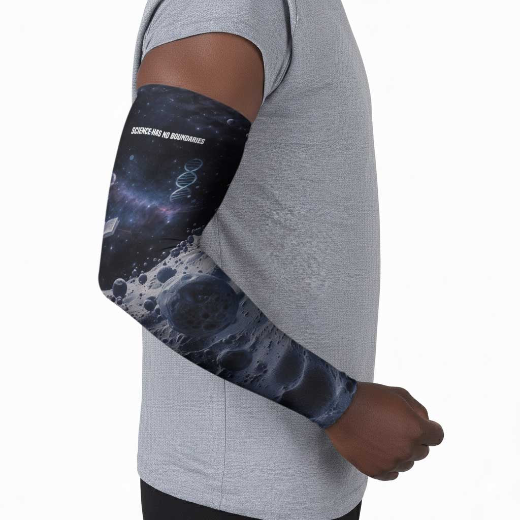 Mae Jemison Arm Sleeves with Space Portrait Design, Science Has No Boundaries Quote and DNA Book Elements - Wonder Print Shop