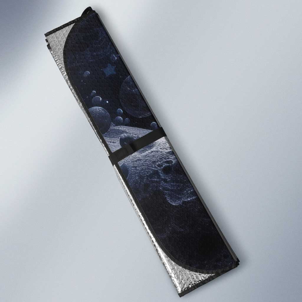 Mae Jemison Auto Sun Shade with Space Portrait Design, Science Has No Boundaries Quote and DNA Book Elements - Wonder Print Shop