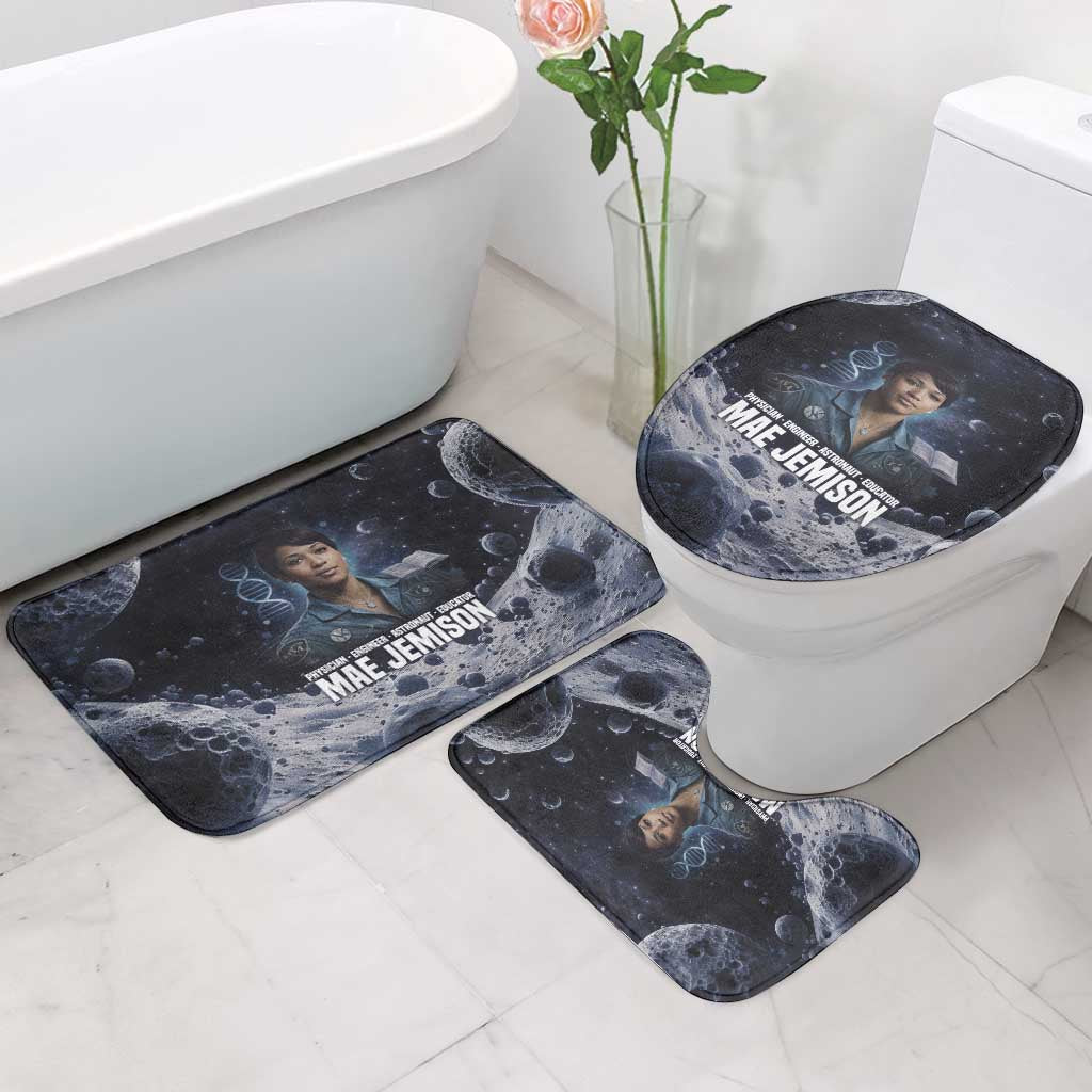 Mae Jemison Bathroom Set with Space Portrait Design, Science Has No Boundaries Quote and DNA Book Elements - Wonder Print Shop