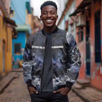 Mae Jemison Bomber Jacket with Space Portrait Design, Science Has No Boundaries Quote and DNA Book Elements - Wonder Print Shop
