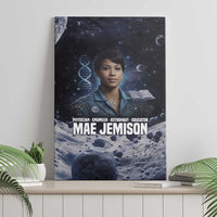 Mae Jemison Canvas Wall Art with Space Portrait Design, Science Has No Boundaries Quote and DNA Book Elements - Wonder Print Shop