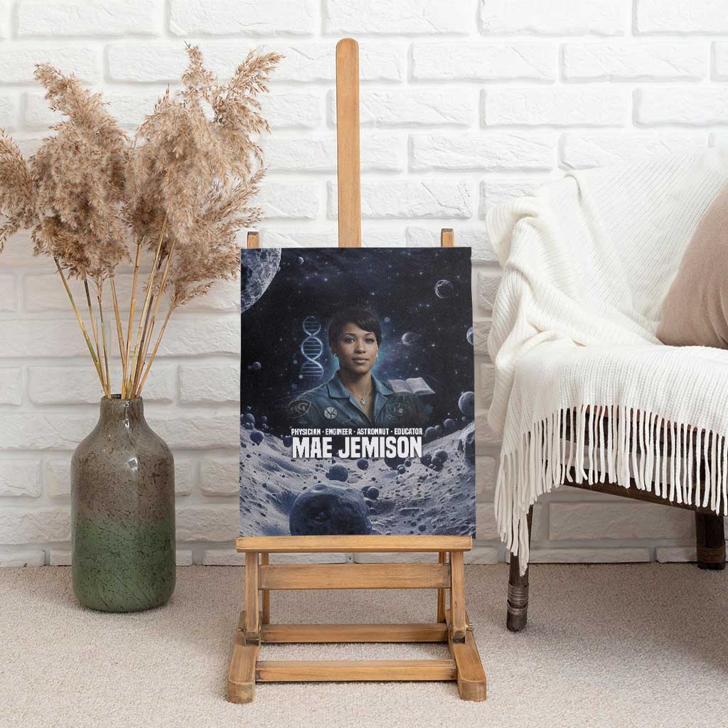 Mae Jemison Canvas Wall Art with Space Portrait Design, Science Has No Boundaries Quote and DNA Book Elements - Wonder Print Shop