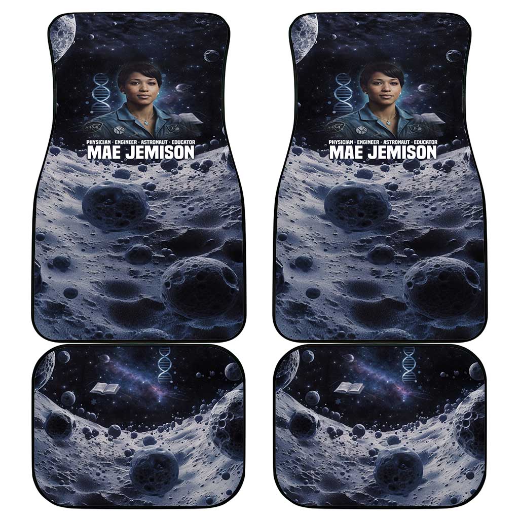 Mae Jemison Car Mats with Space Portrait Design, Science Has No Boundaries Quote and DNA Book Elements - Wonder Print Shop