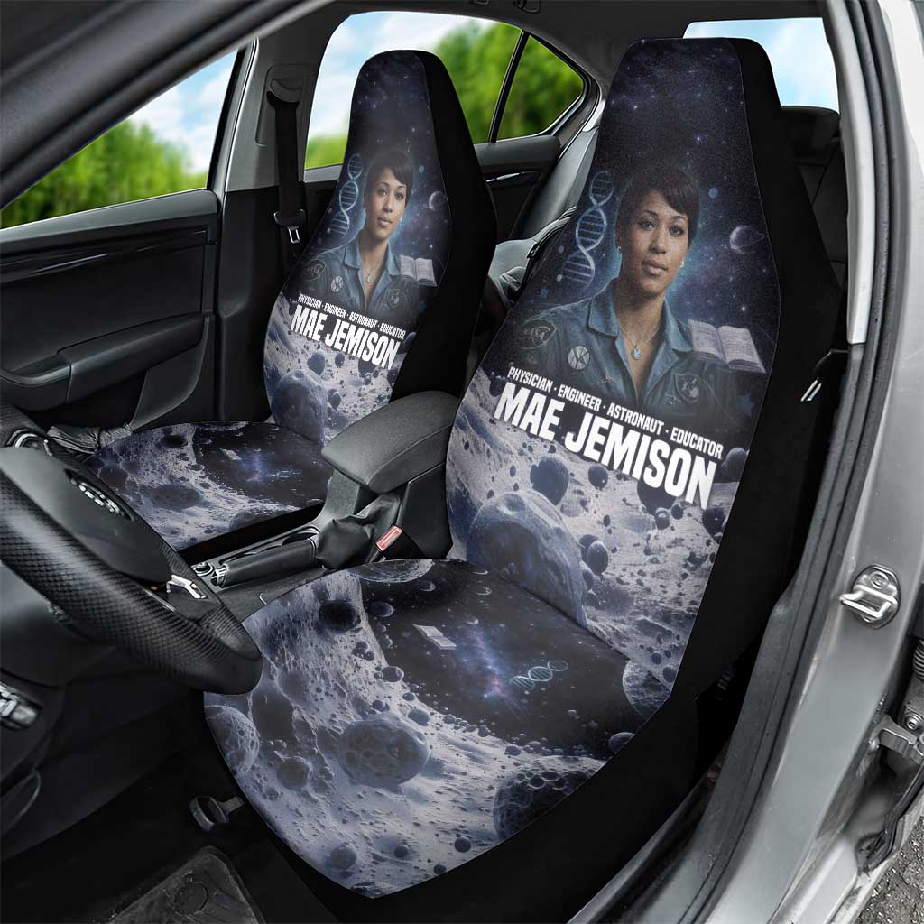 Mae Jemison Car Seat Cover with Space Portrait Design, Science Has No Boundaries Quote and DNA Book Elements - Wonder Print Shop