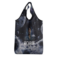 Mae Jemison Grocery Bag with Space Portrait Design, Science Has No Boundaries Quote and DNA Book Elements - Wonder Print Shop