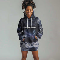 Mae Jemison Hoodie Dress with Space Portrait Design, Science Has No Boundaries Quote and DNA Book Elements - Wonder Print Shop