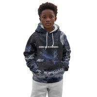 Mae Jemison Kid Hoodie with Space Portrait Design, Science Has No Boundaries Quote and DNA Book Elements - Wonder Print Shop