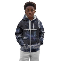 Mae Jemison Kid Hoodie with Space Portrait Design, Science Has No Boundaries Quote and DNA Book Elements - Wonder Print Shop