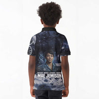 Mae Jemison Kid Polo Shirt with Space Portrait Design, Science Has No Boundaries Quote and DNA Book Elements - Wonder Print Shop