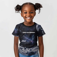 Mae Jemison Kid T shirt with Space Portrait Design, Science Has No Boundaries Quote and DNA Book Elements - Wonder Print Shop