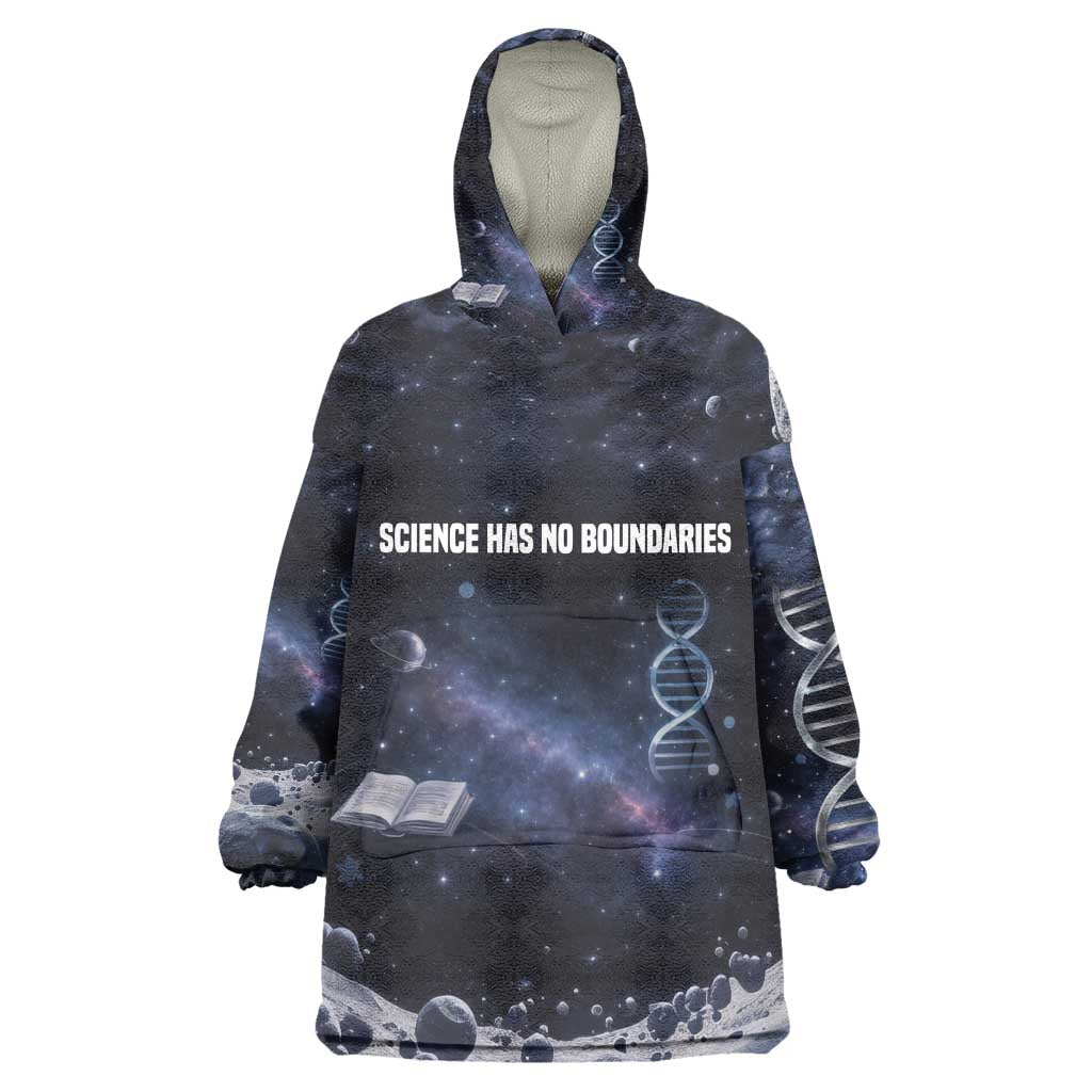 Mae Jemison Kid Wearable Blanket Hoodie with Space Portrait Design, Science Has No Boundaries Quote and DNA Book Elements - Wonder Print Shop