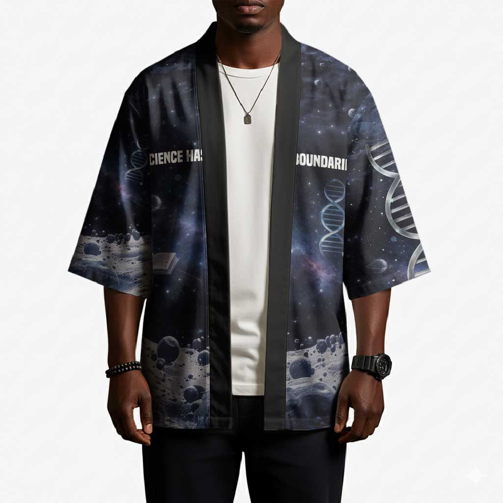 Mae Jemison Kimono with Space Portrait Design, Science Has No Boundaries Quote and DNA Book Elements - Wonder Print Shop