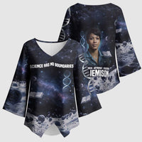Mae Jemison Kimono Sleeve Blouse with Space Portrait Design, Science Has No Boundaries Quote and DNA Book Elements - Wonder Print Shop
