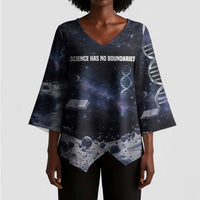 Mae Jemison Kimono Sleeve Blouse with Space Portrait Design, Science Has No Boundaries Quote and DNA Book Elements - Wonder Print Shop