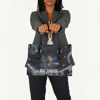 Mae Jemison Leather Bag with Space Portrait Design, Science Has No Boundaries Quote and DNA Book Elements - Wonder Print Shop
