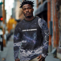 Mae Jemison Long Sleeve Shirt with Space Portrait Design, Science Has No Boundaries Quote and DNA Book Elements - Wonder Print Shop